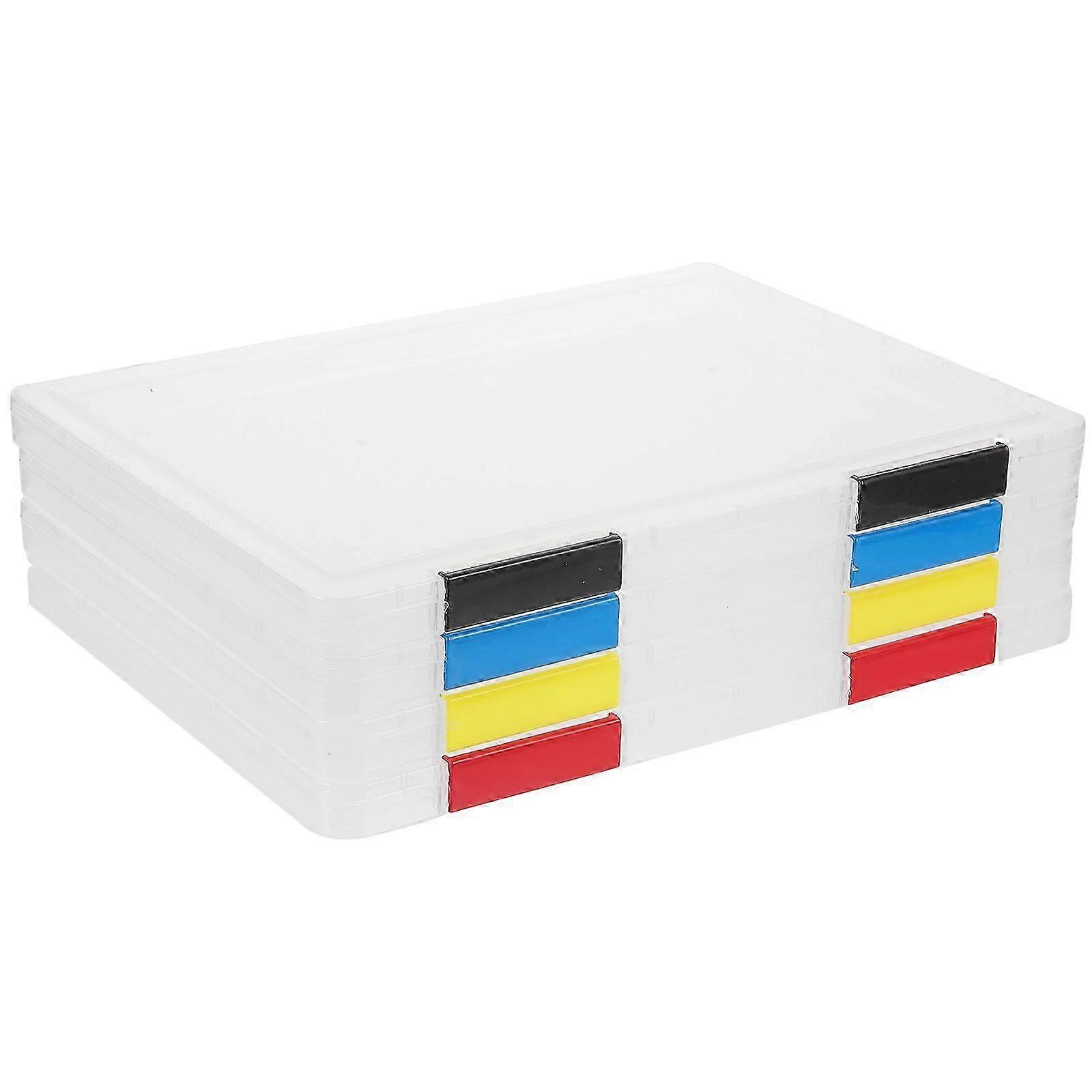 Document Storage Box Secure Contents Home Use Stackable Snap-Tight Buckle 4Pcs