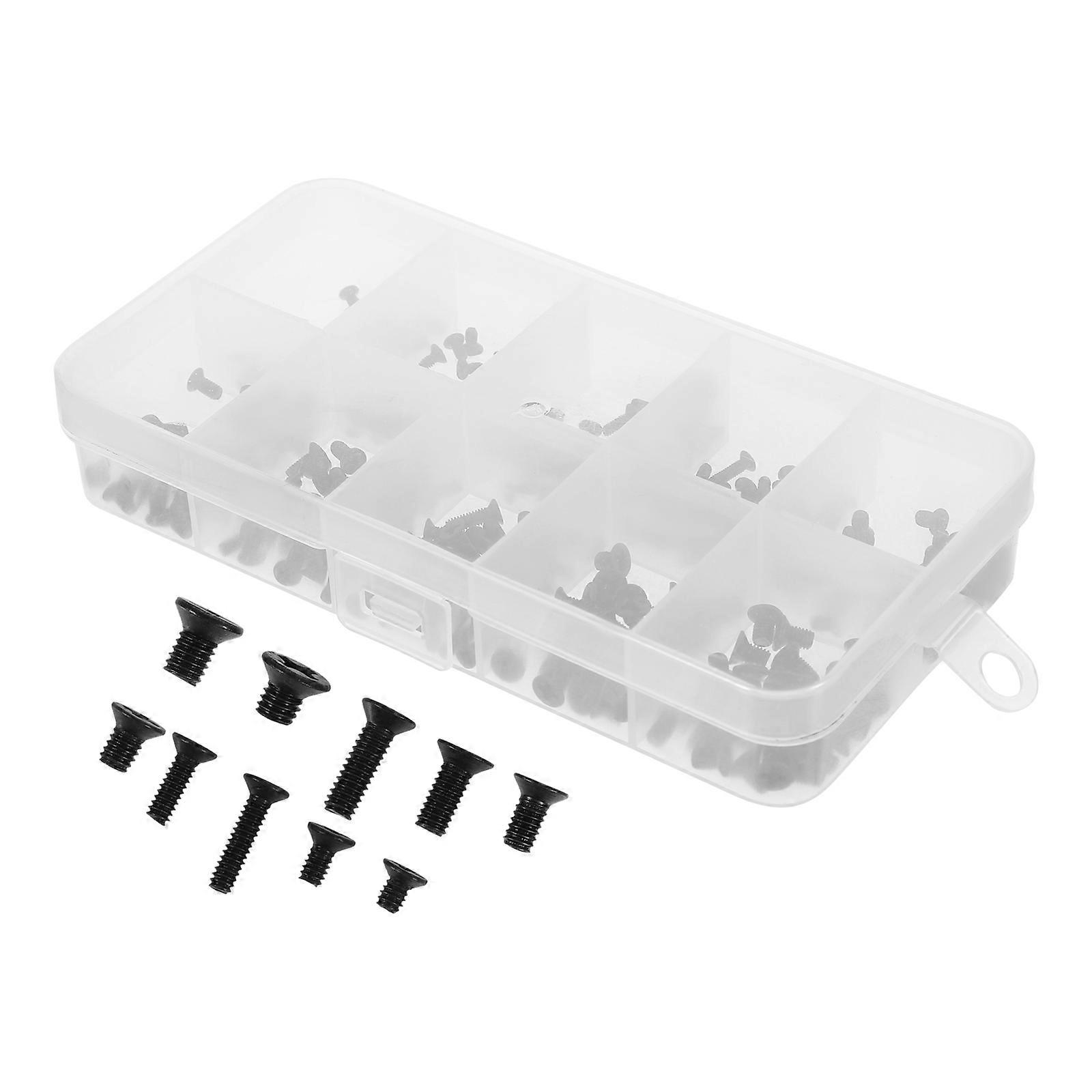 300 PCS Black Flat Head Screw Recessed Countersunk Head Flat Head Machine Screw Kit