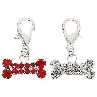 2Pcs Haustier Halsband Anhänger Dekorative Strass Anhänger Schöne hängende Anhänger