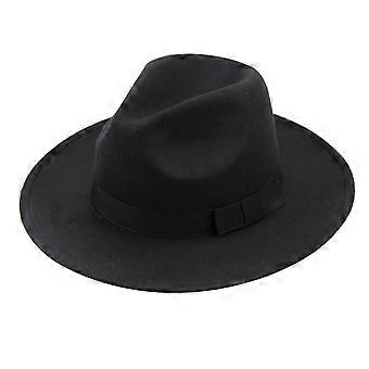 Damen Stilvoller Top Hat Crushable Wolle Filz Outback Hut Britische Stil Kopfbedeckung Breite Krempe Gürtelkappe