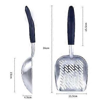 Grey-Metal Cat Litter Shovel, Aluminum Alloy Litter Shovels with Rubber Handle for Pets Durable Pet Sifting Shovel