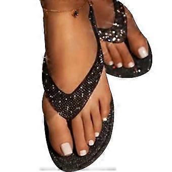 Donna Strass Glitter Pantofole Piatte Slip On Sandali Spiaggia Estate Infradito Nuovo Arrivo