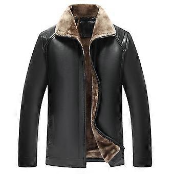 Chaqueta de cuero engrosado de lana Chaqueta de motocicleta para hombre