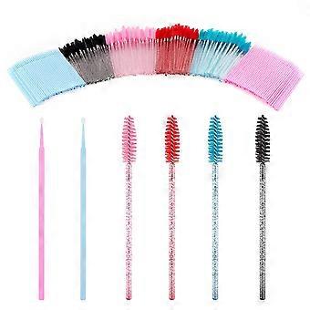 400 PCS comprennent 200PCS Brosses à cils jetables et 200PCS Micro Brosses Mascara jetables Baguette Micro Applicateur Jetable Brosse Crystal E