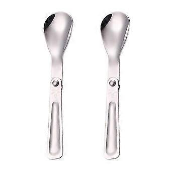 2PCS Multifunctional Stainless Steel Foldable Spoons Portable Cutlery compatible with Travel Picnic Outdoor Activities