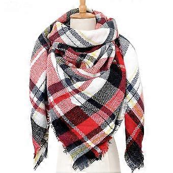 Women Tartan Scarf, Winter Warm Wool Plaid Shawl, British Style, Soft Cashmere, Long Stole, Tassel, Ladies Wrap