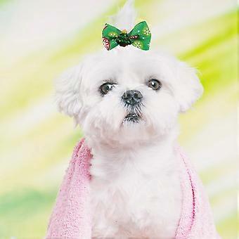 Christmas Pet Dog Hair Bows Featuring Rubber Headdress 50Pcs Set
