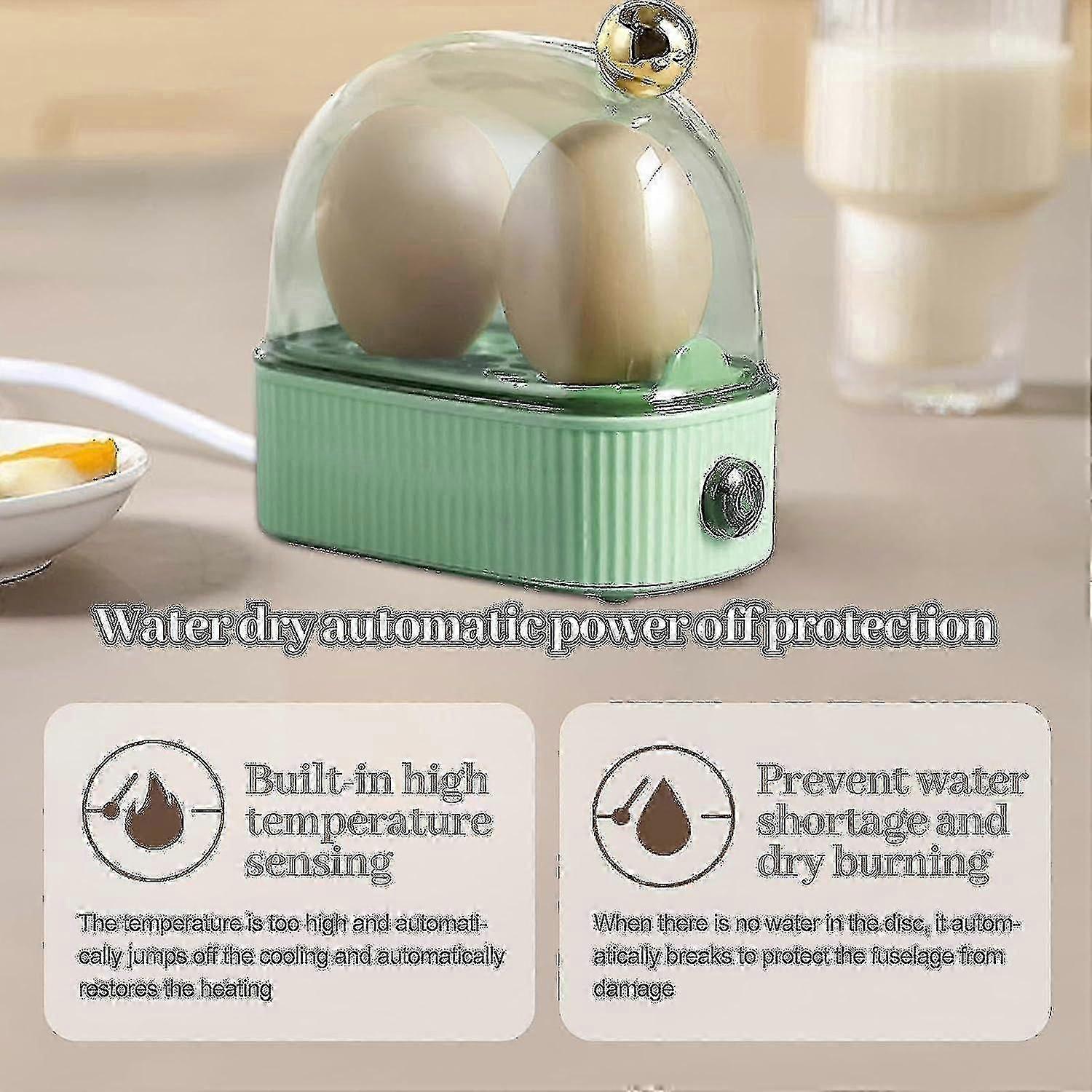 Compact Electric Egg Cooker for 2 Eggs: Boils Soft, Medium, Hard Eggs