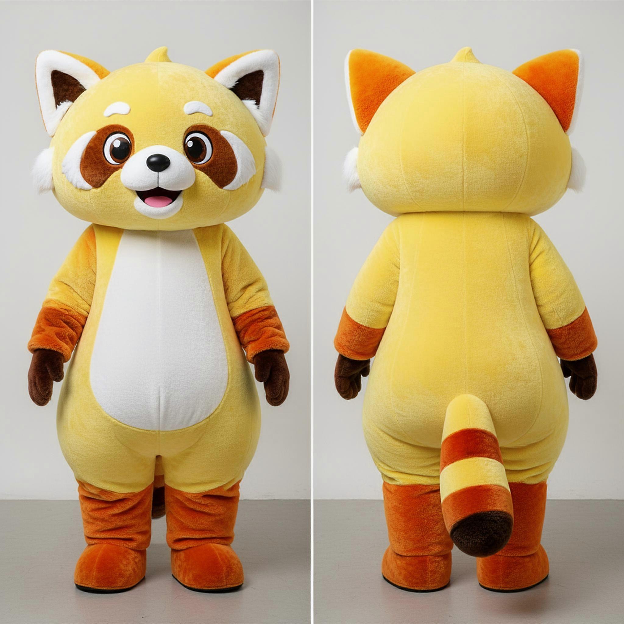 MASTICOT Lemon Yellow Fluffy Red Panda Mascot