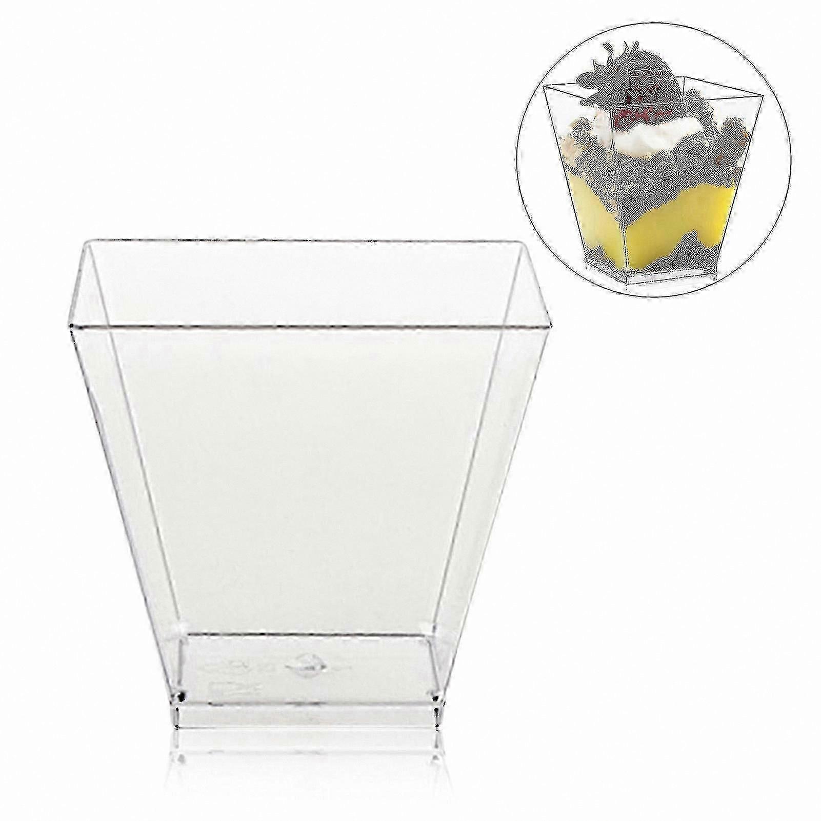 Transparent Mini Disposable Cake Dessert Cups 50pcs 60ml Square