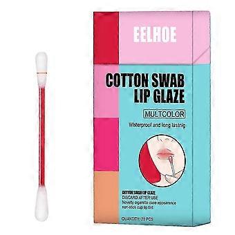 20pcs/box Cotton Swab Lip Glaze Moisturizing Long-lasting Non-stick Cup Portabl
