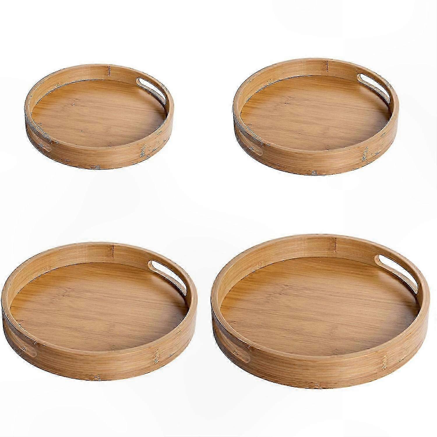 Round Bamboo Serving Tray for Home and Kitchen Use