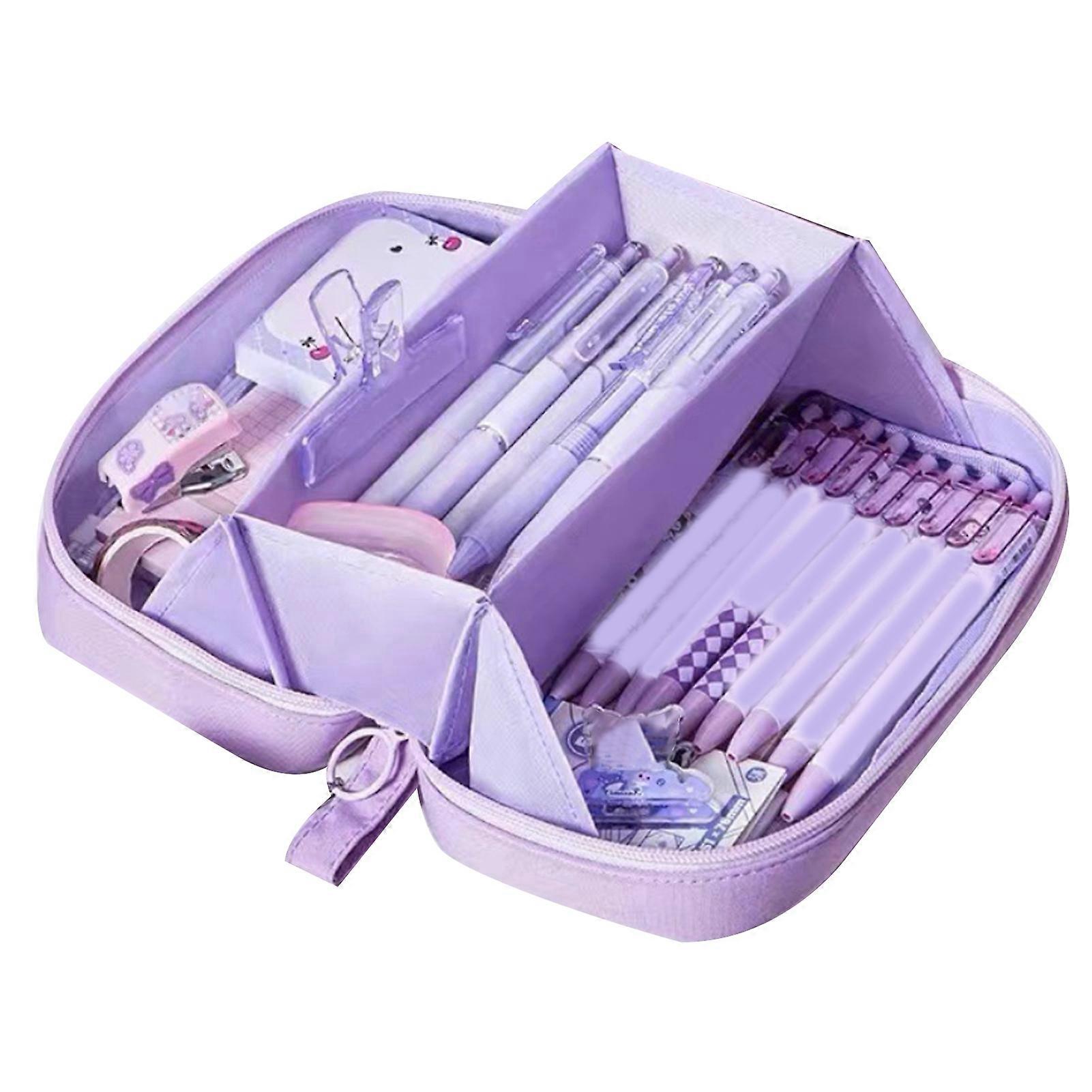 Large Opening Pencil Case with Multi-Layer Storage Design Feature