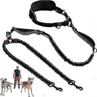 Heavy Duty Hands-Free Elastic Dog Leash | Suitable for two large dogs weighing no more than 250 lbs | Comfortable shock-absorbing elastic strap | Ref 