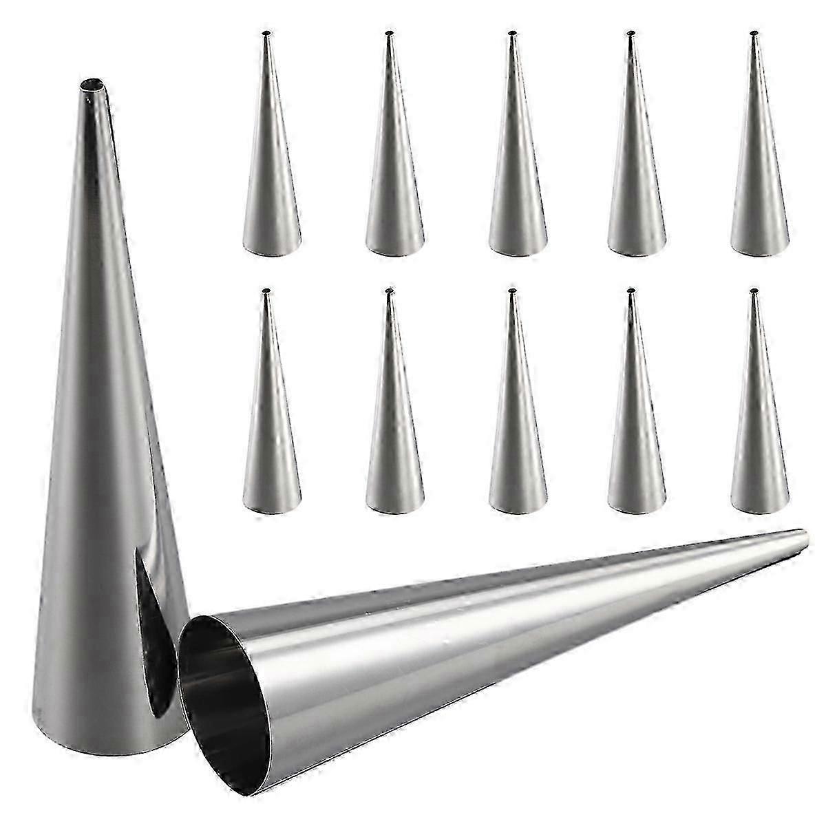 12 large stainless steel baking cones. LX
