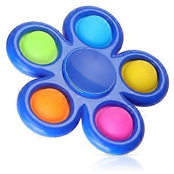 Fidget Spinner Push Bubble Sensory Toy for Adults and Kids, Dual Action Speed Bearing, Colorful Blue 5