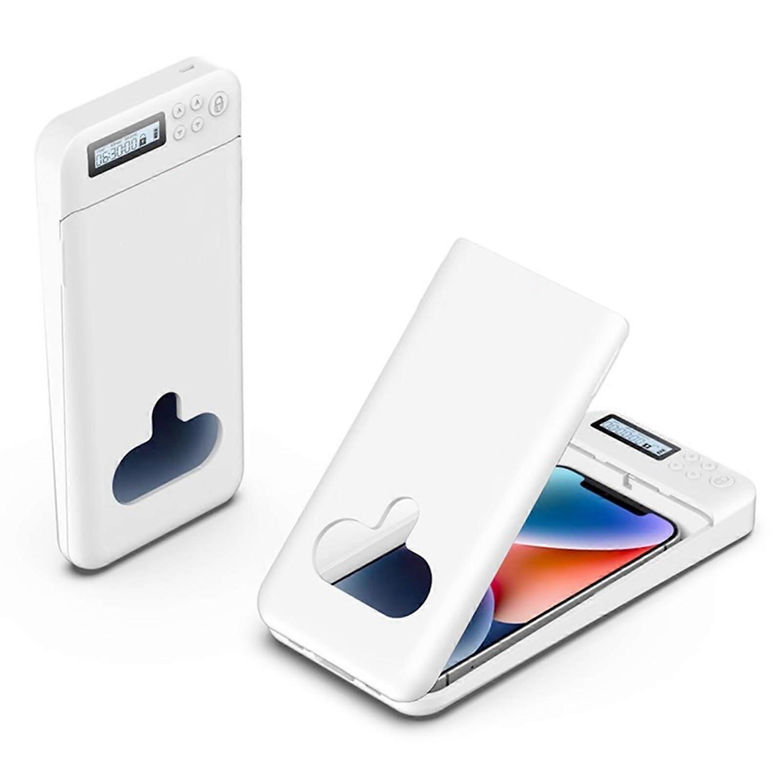 Phone Lock Box with Timer for Focus and Study, Self Control Timed Phone Locker, White