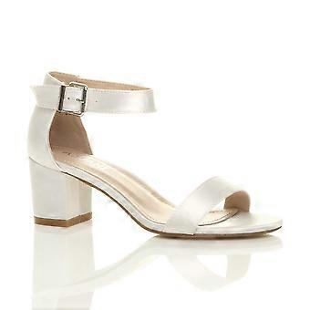 Ajvani womens low mid block heel ankle strap buckle wedding bridesmaid evening party strappy sandals