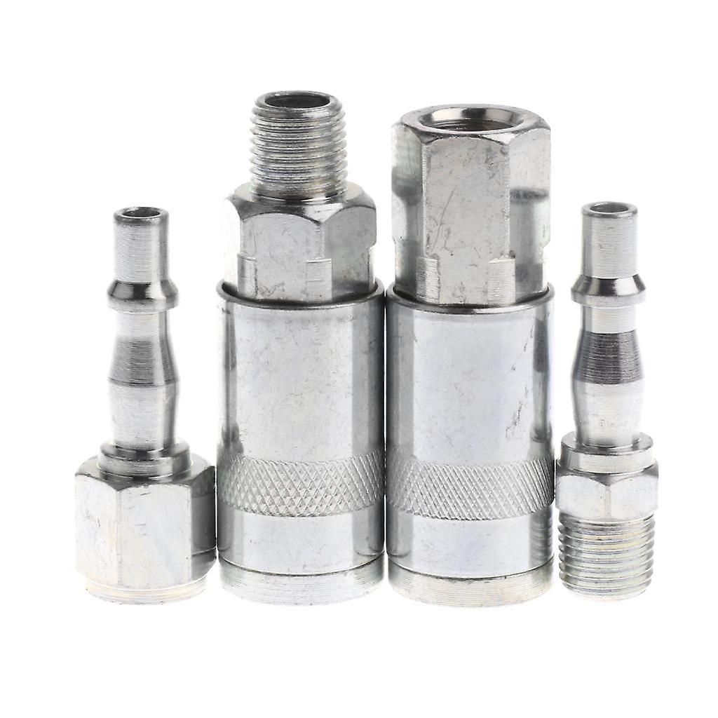 4 Pieces Pneumatic Air Quick Connector Kit Coupling Adapter Threaded Coupler