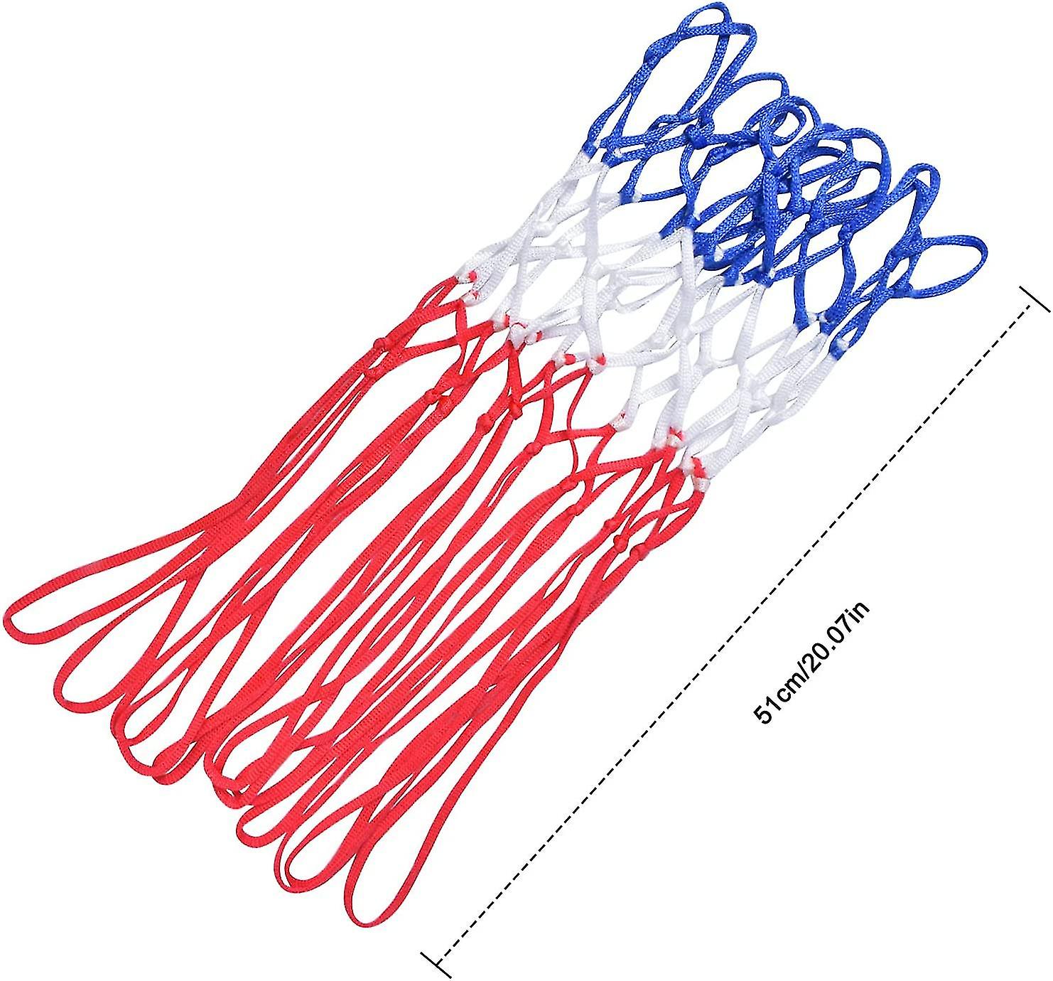2pcs Basketball Replacement Net, Standard Heavy Duty Basketball Net, Rouge & Blanc & Bleu