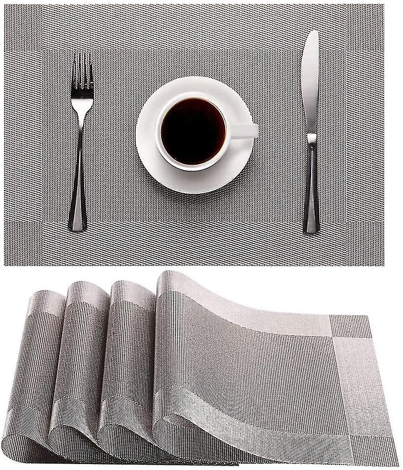 Placemat, Non-slip Washable Pvc Table Mat (silver Grey