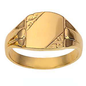 9ct Gold 14x12mm gents engraved rectangular Signet Ring Size X
