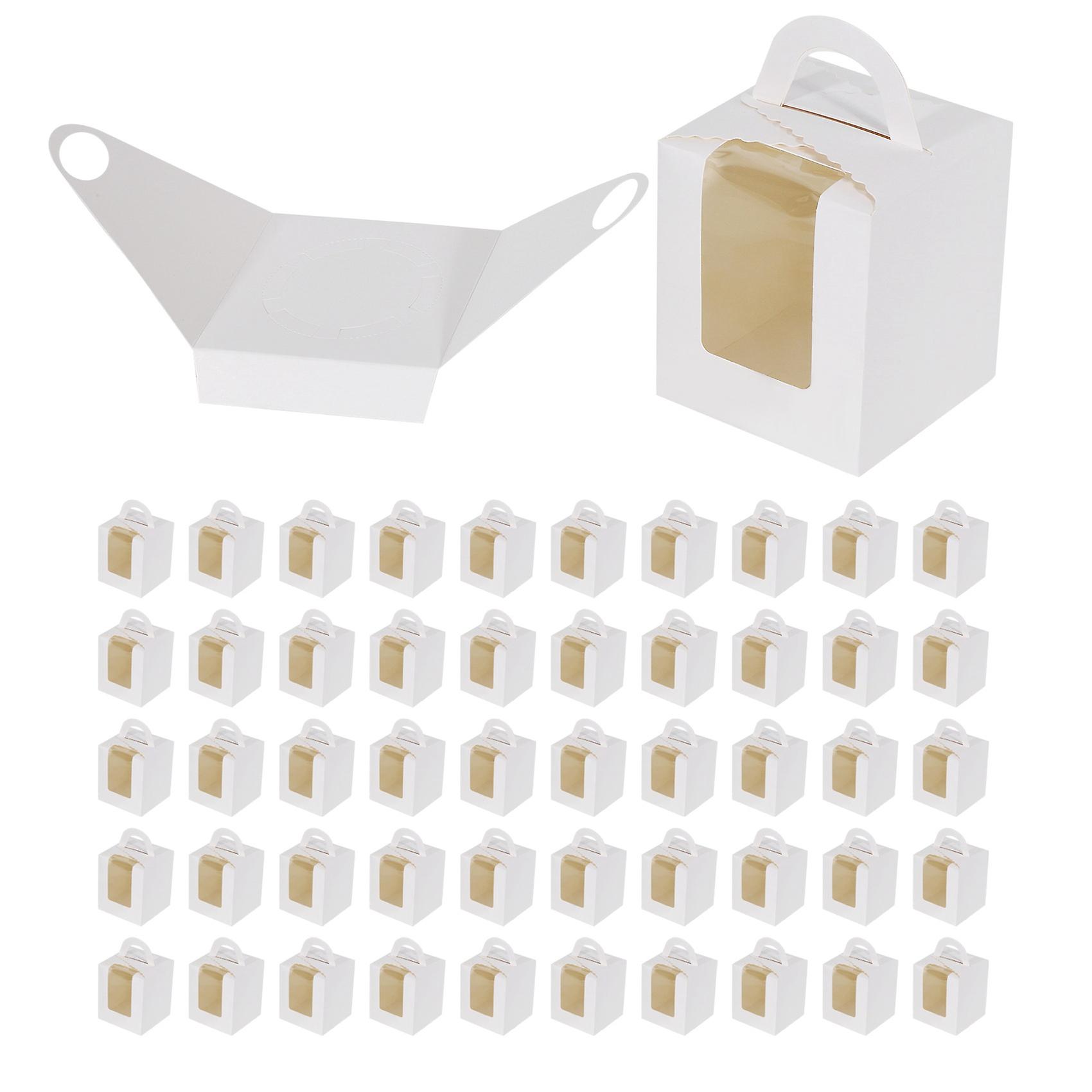 50 PCS Single Cupcake Boxes White Individual Cupcake Holders with Inserts for Wrapping Packaging