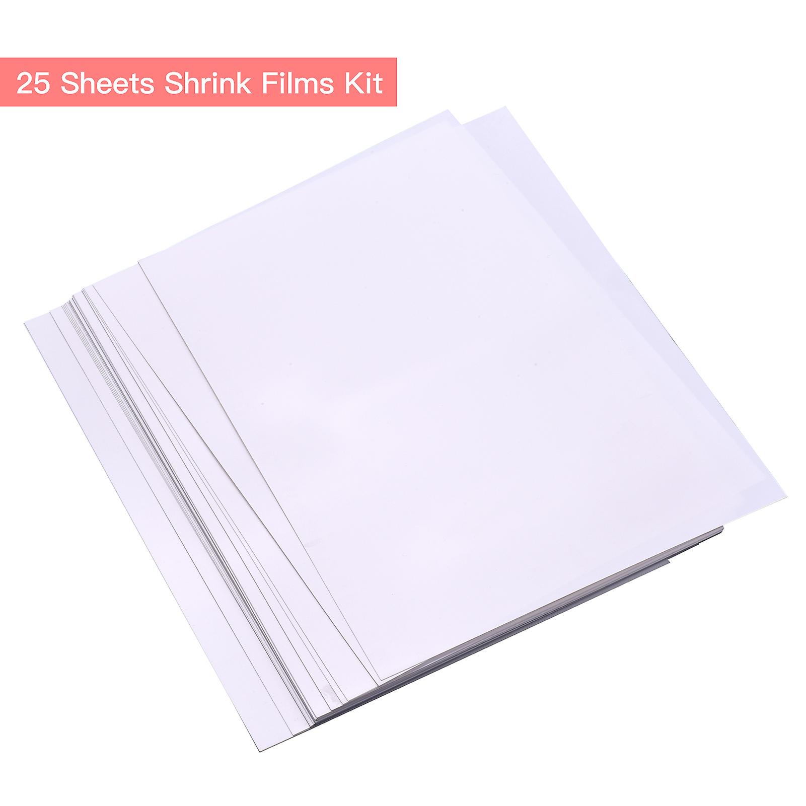 25 Sheets Translucent Printable Shrink Films Kit Shrinky Art Film Paper