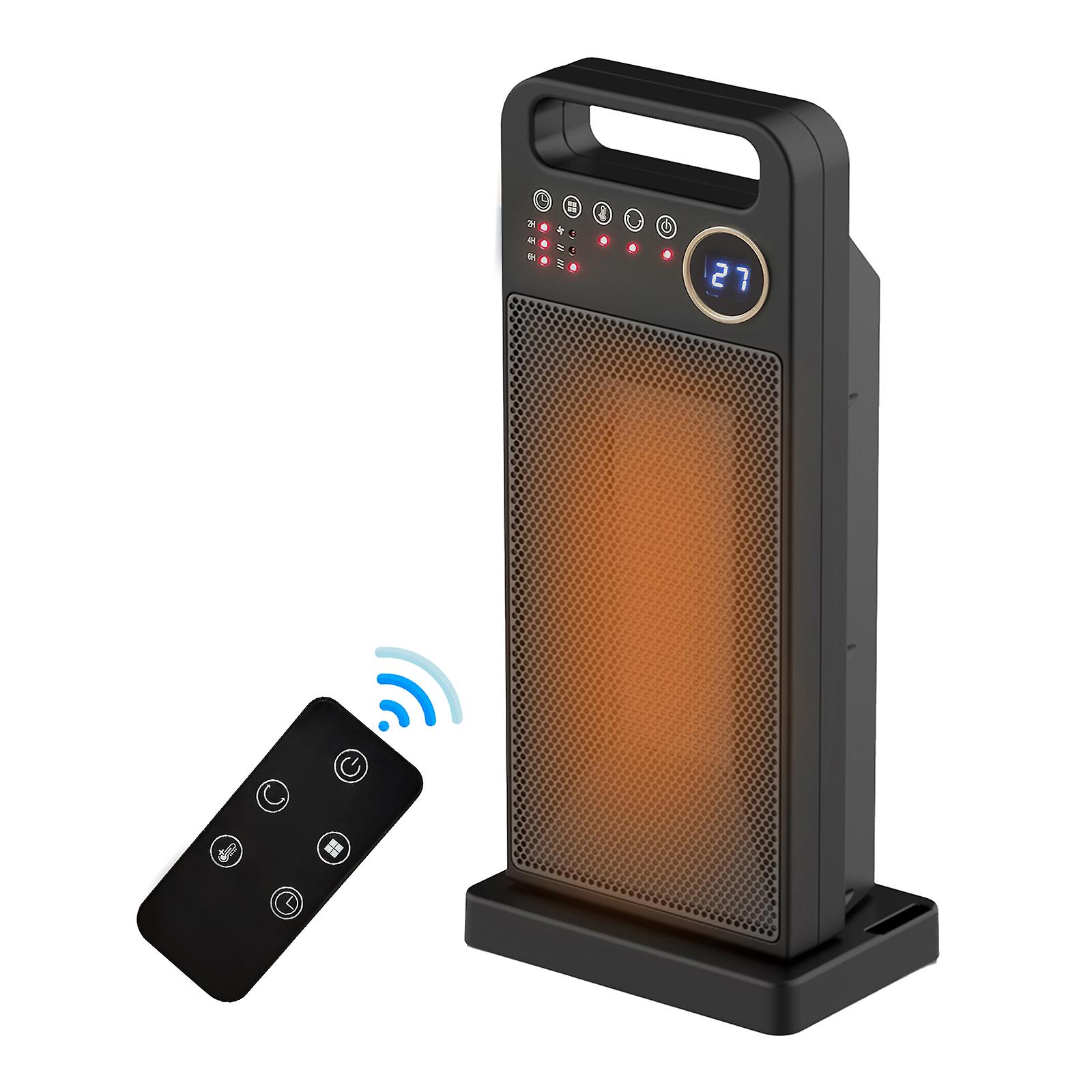 Electric Space Heater With Remote Control Safe Overheat Tip-over Protection
