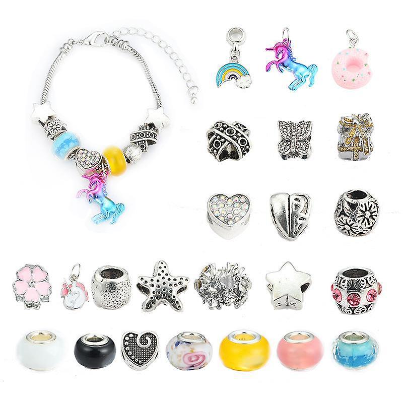 2022 New Christmas Advent Calendar 24 Days Countdown Calenda Diy Charm Bracelet Jewelry Set Surprise Gift Box,color unicorn style NIUNIU