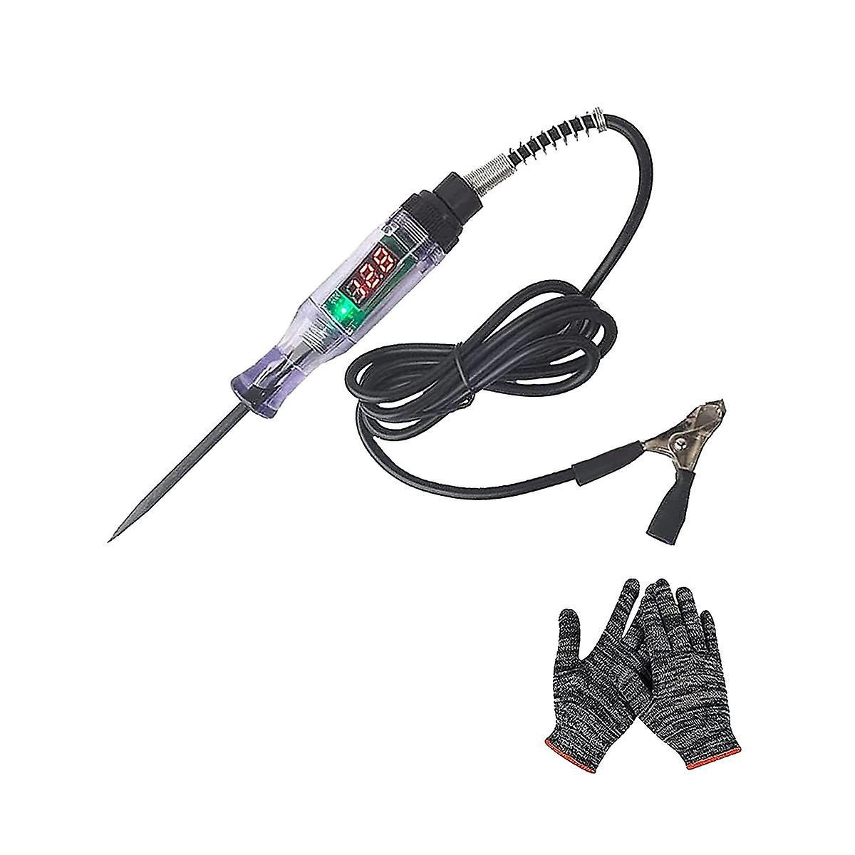 Car Truck Circuit Test Pen, Circuit Tester, 6V/12V/24V DC Digital Automotive Test Light with Gloves
