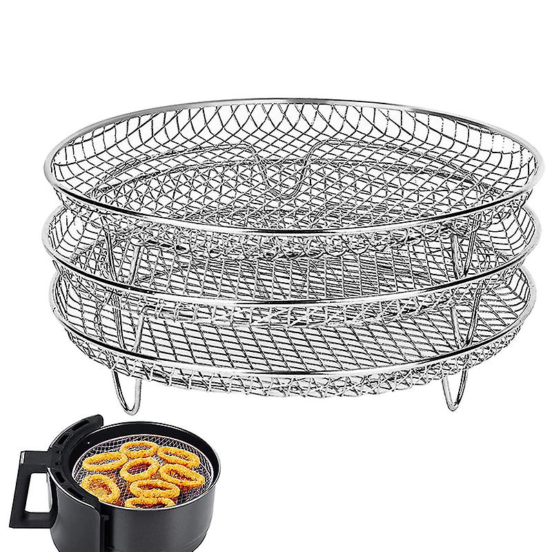 1pc 3-layers Round Air Fryer Rack Stackable Grid Grilling Rack Kitchen Gadgets