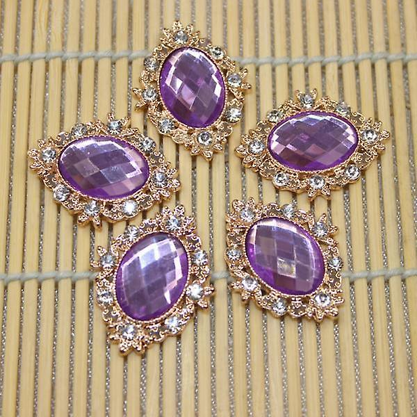 5x10pcs Rhinestone Flat Back Beads Button Scrapbook Embellishment  Purple