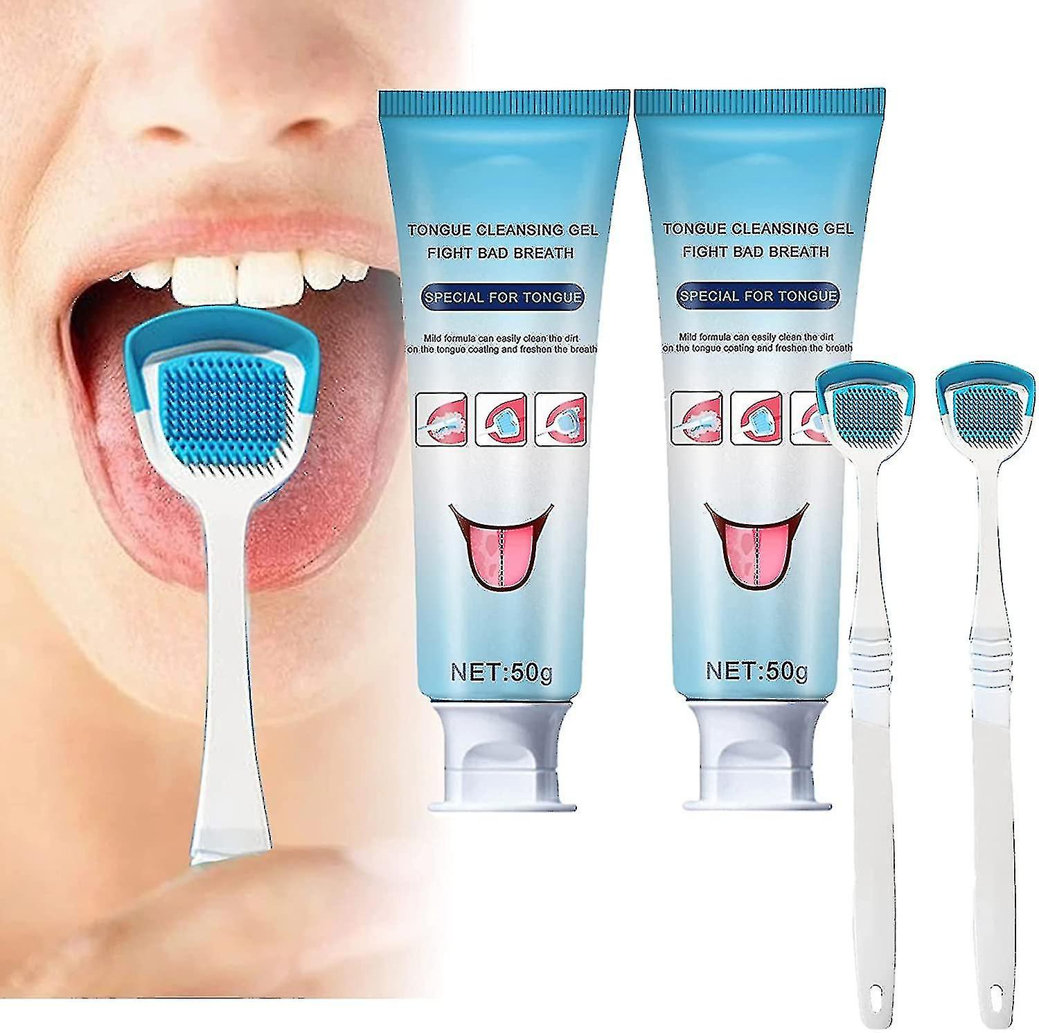 Grattoir à langue, brosse gratteuse à langue en gel de nettoyage de la langue, kit de brosse de nettoyage précis Nettoyeur de langue pour adultes