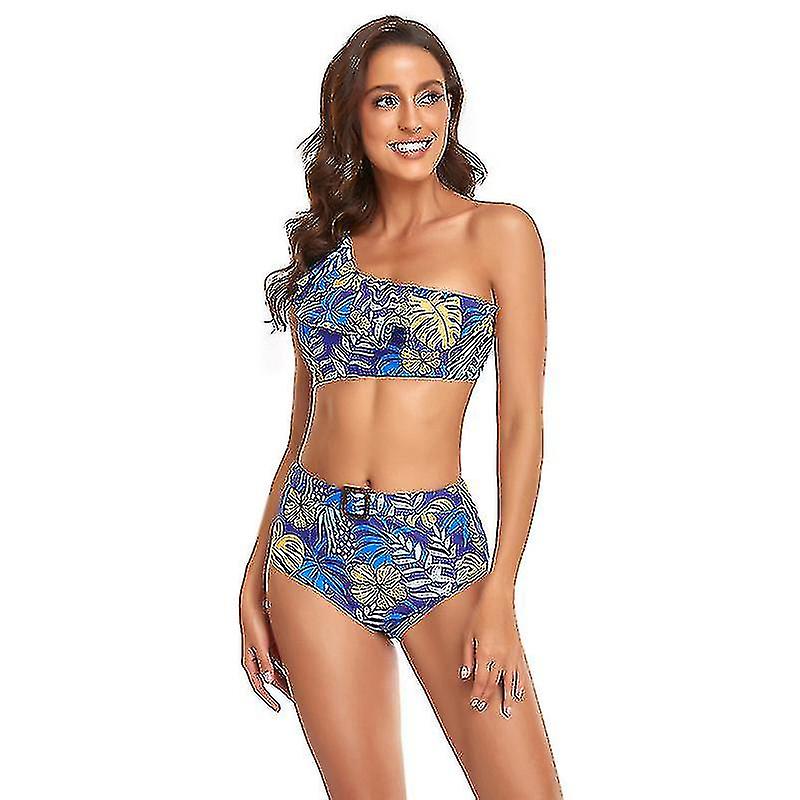Blue Print Flounce Design Mère Fille Bikini Maillot de bain