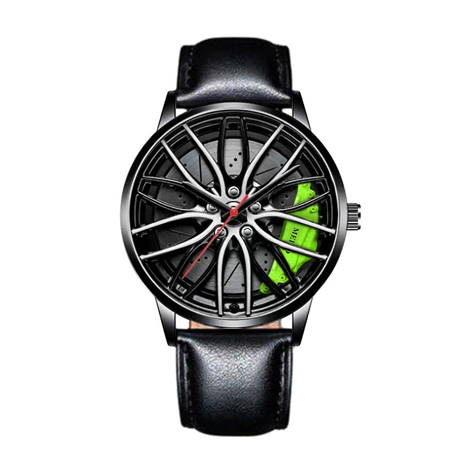 Men Quartz Watch Precise Round Dial Pointer Display Shockproof Hidden Clasp Chronograph with Car Whe