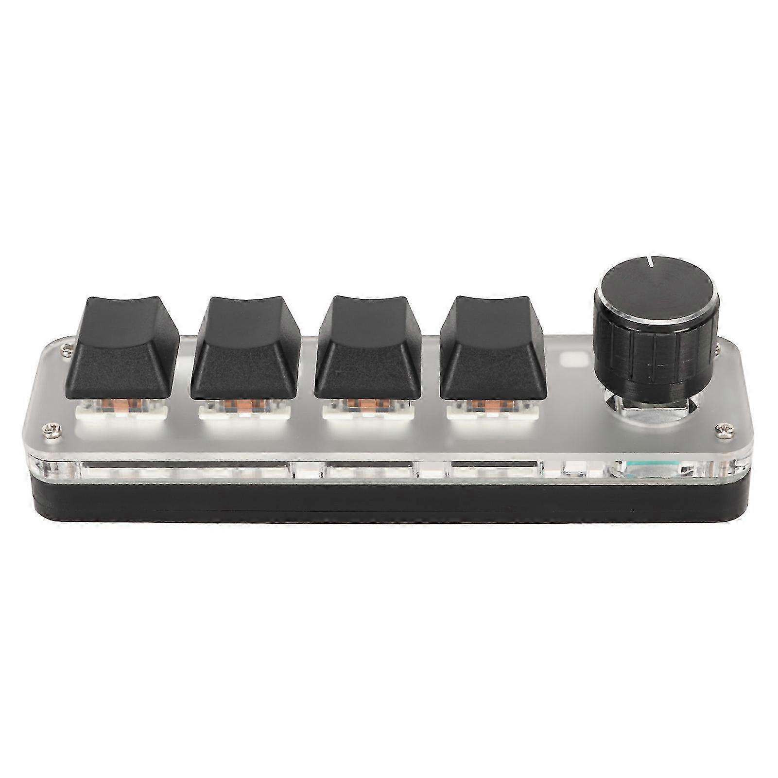 USB-Mini-4-Tasten-Tastatur mit Knopf, blauer Schalter, RGB-Hintergrundbeleuchtung, Dual-Mode-Verbindung, DIY-programmierbare Makro-mechanische Tastatur