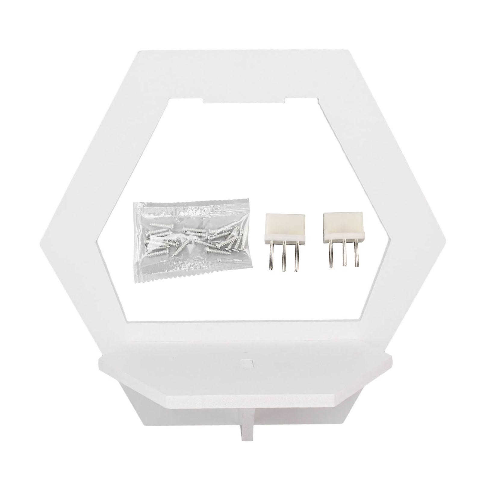 3 db fehér PVC hatszögletű úszó polc készlet - modern fali szervező