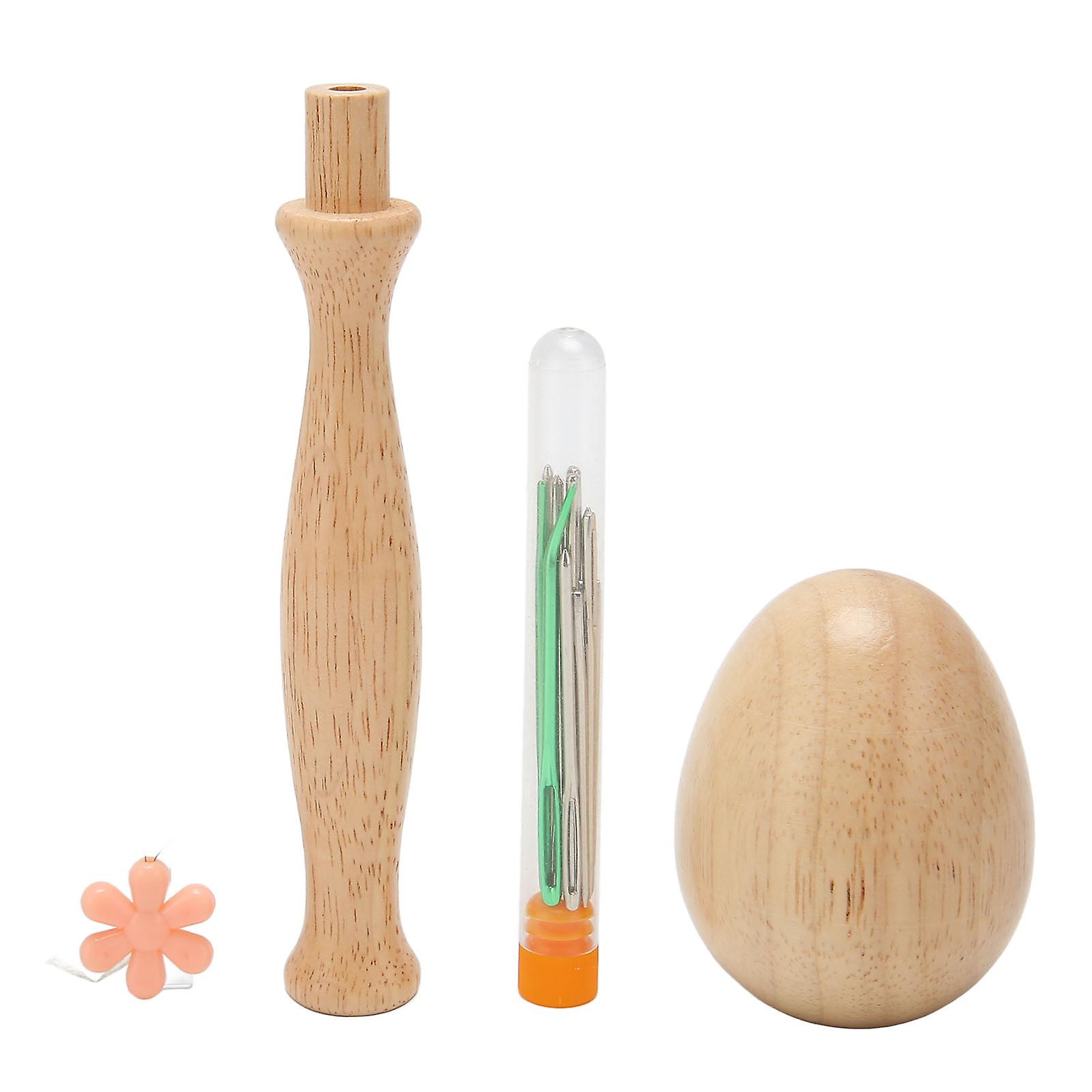 Kit de champignons à repriser, manche incurvé en bois, fournitures de repriser amovibles, pour couture, réparation de vêtements, bricolage