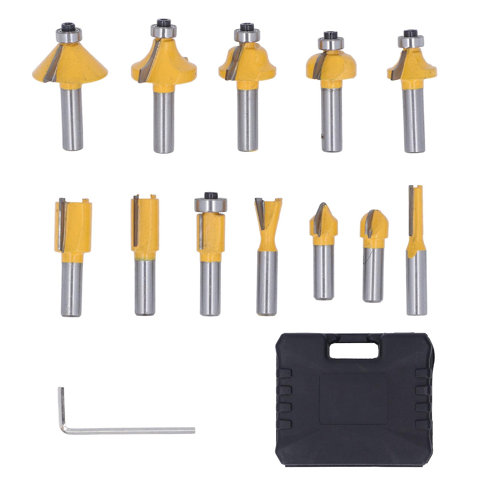 12PCS Router Bits 8mm Shank Carbide Blade Woodworking Milling Cutter Set for Edging Slotting Trimming