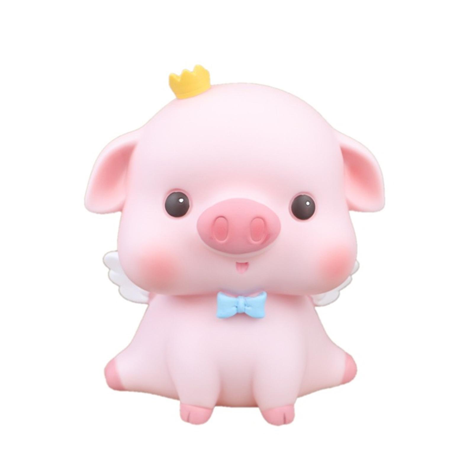 Piggy Bank Cute Cartoon Pig Shape Small Portable Piggy Bank Decorative Ornament for Little Girls Children 1089-6 Large Cute Pig with Eyes Open 1