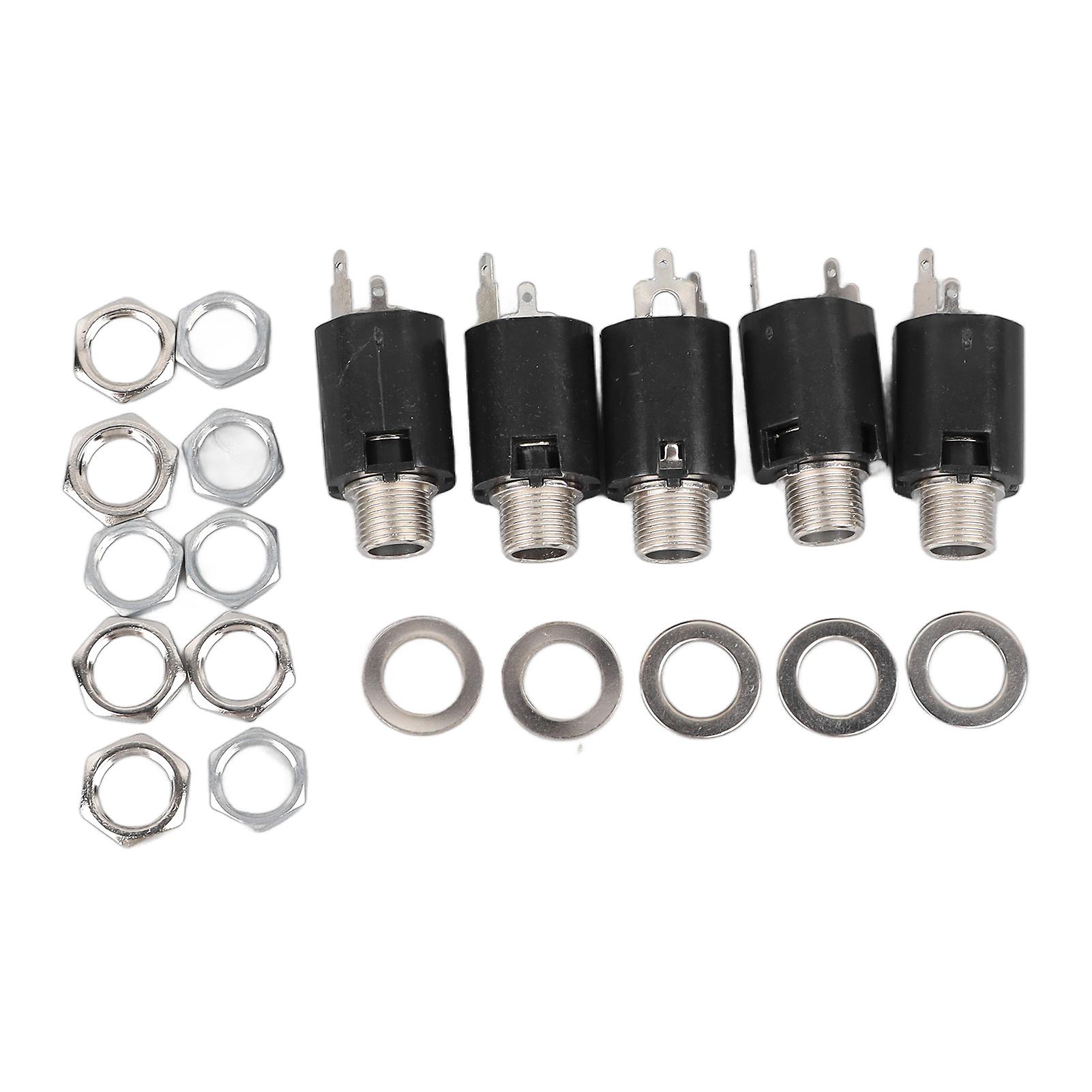5Pcs Stereo Jack Socket 6.35mm 2 Channel Input 3P Connector Pickup Jack Socket for Replacement