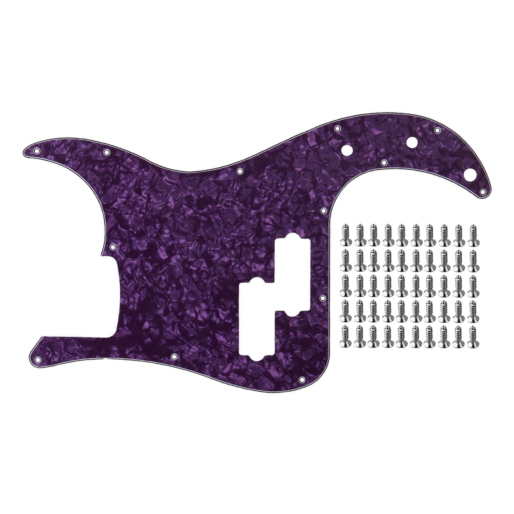 13 Hole P Bass Pickguard Purple Three-Layer for Guitar with Screw Set