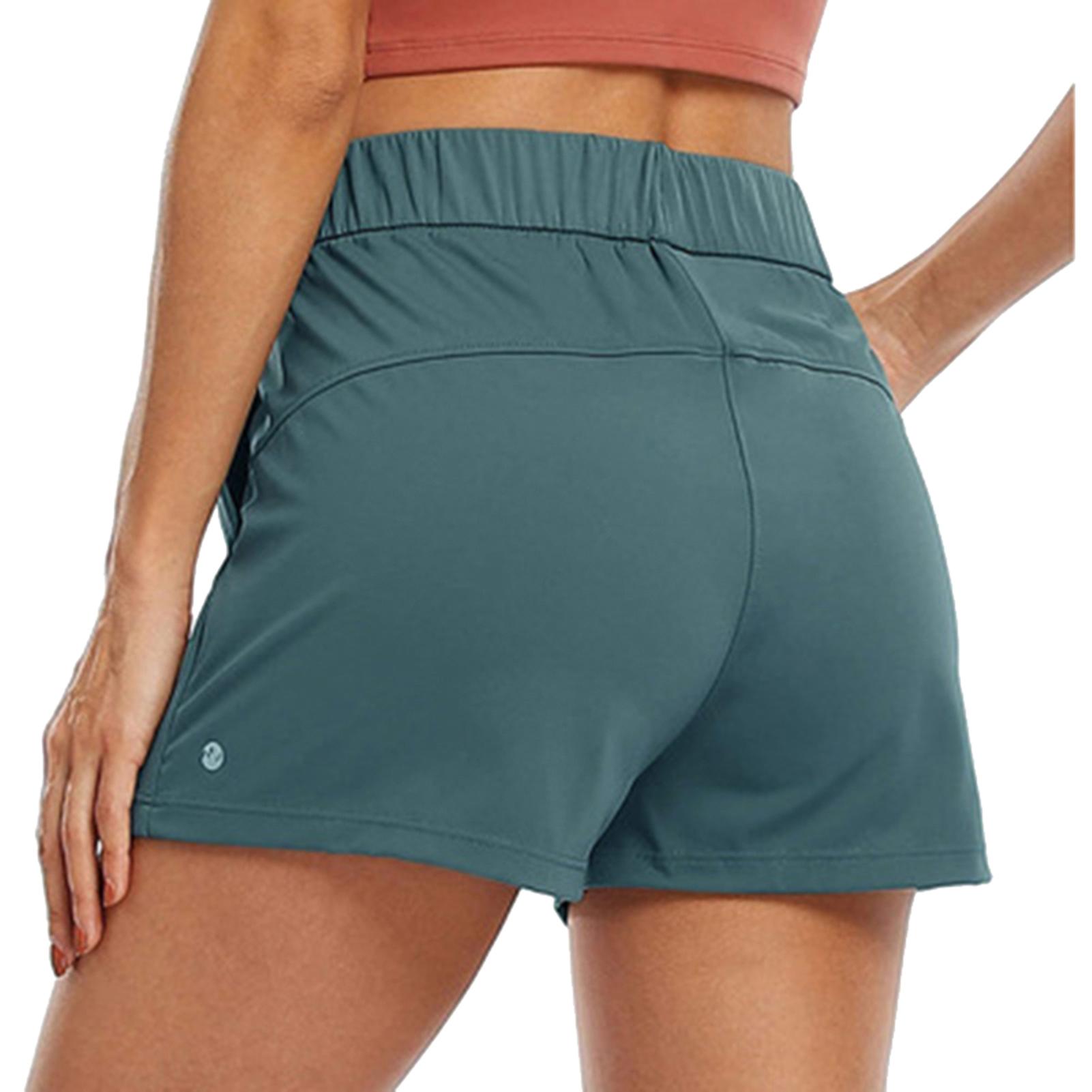 Women's Running Shorts with Drawstring Elastic Band Hiking Sweat Workout Short Pants with Pockets for Summer