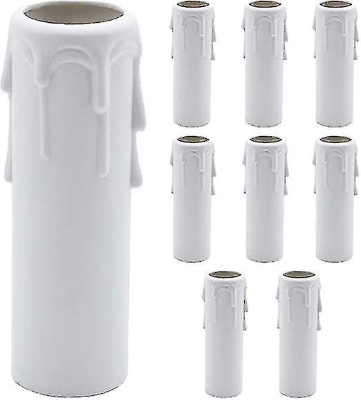 10 قطع شمعة بالتنقيط الأكمام الأبيض البلاستيك شمعة يغطي أنابيب الأكمام للأضواء الثريا الجدار Light-hao