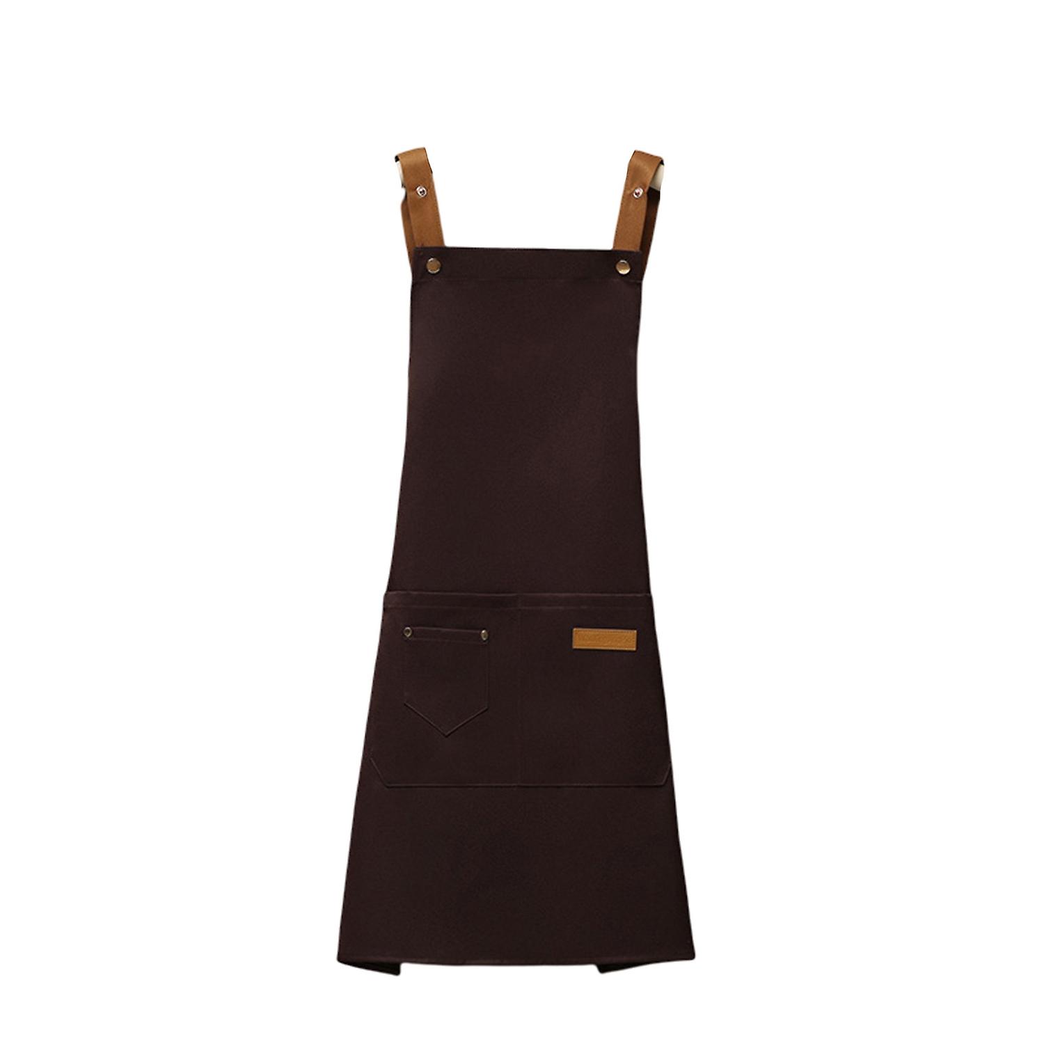BoSaiD Kitchen Apron Adjustable Waterproof with Pockets Solid Color Large Coverage Protective Canvas