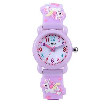 SUJI 3D Cartoon Waterproof Kids Watches with Alarm - Unicorn Children's Cartoon Watch  Best Toys Gifts for Girls Age 3-10 light purple