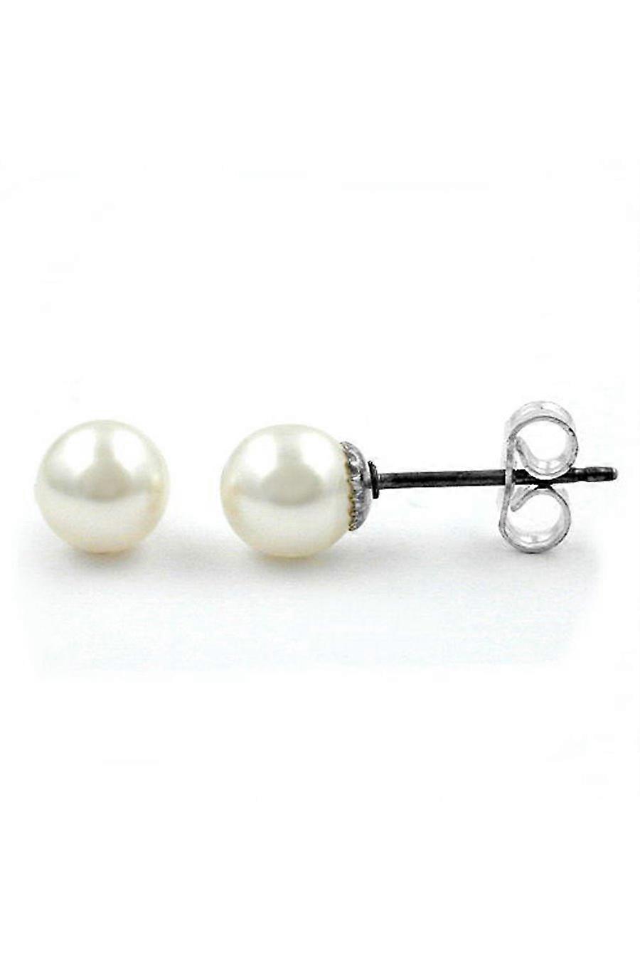 Stud Earrings Bead White Wax 6mm - Gl00863