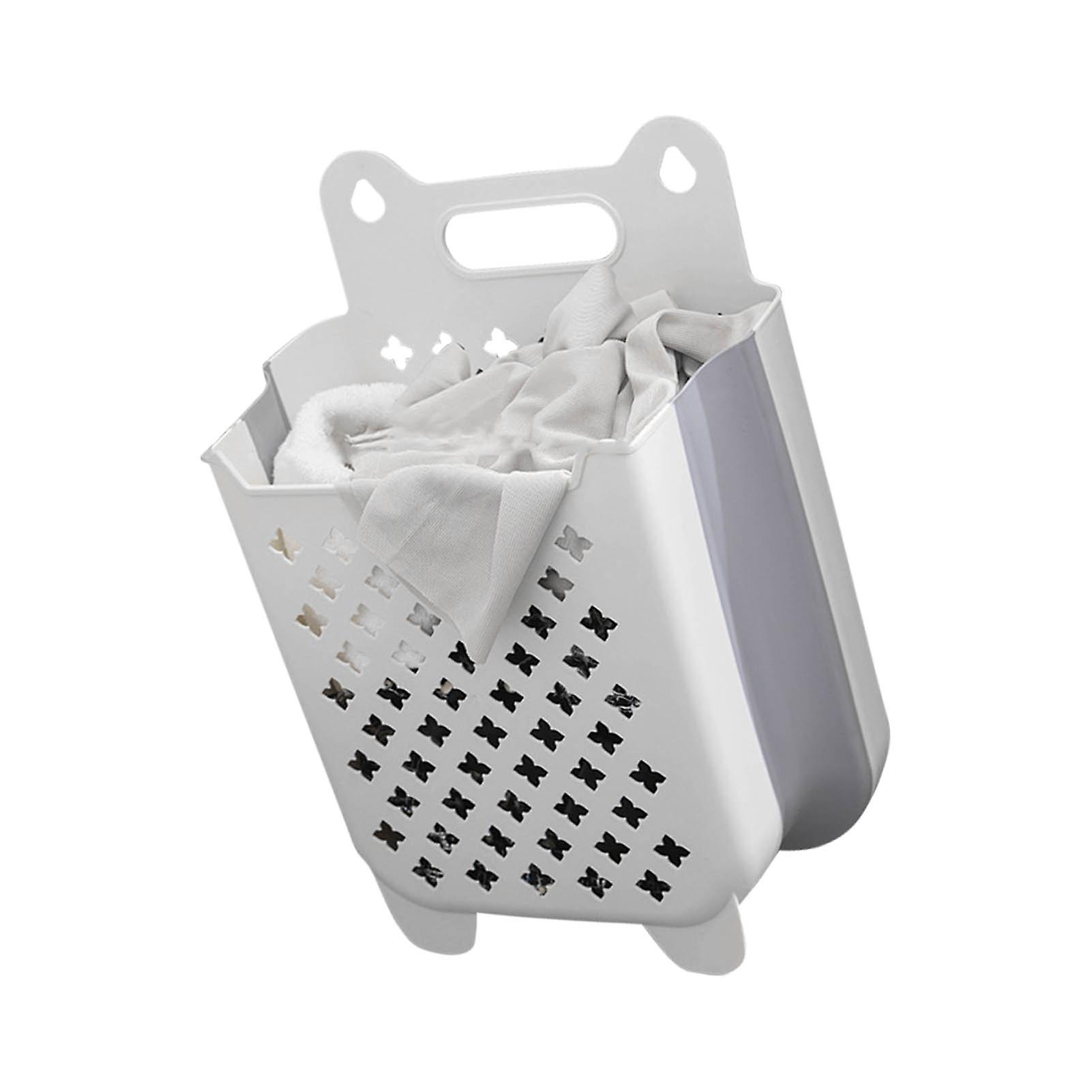 Wall Mounted Collapsible Laundry Basket Large Capacity White L