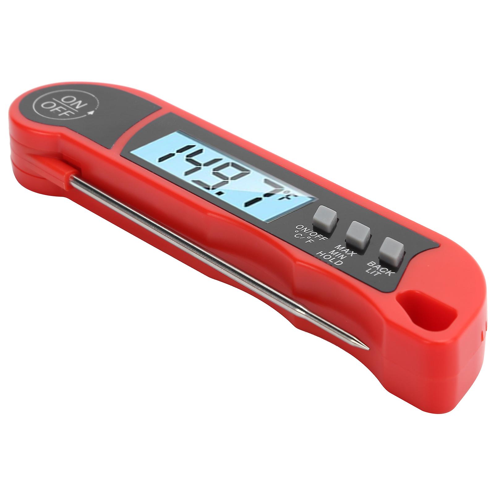 Folding Alarm Thermometer Electronic Barbecue Thermometer Food Temperature Measuring MeterRed